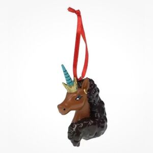 Afro Unicorn ornament NIB